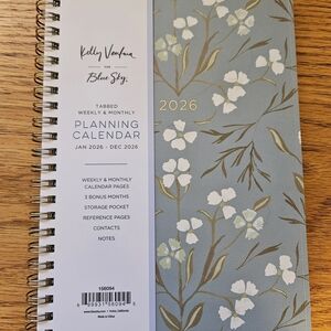 Kelly Ventura for Blue Sky 2026 Floral Planning Calendar - Blue & White